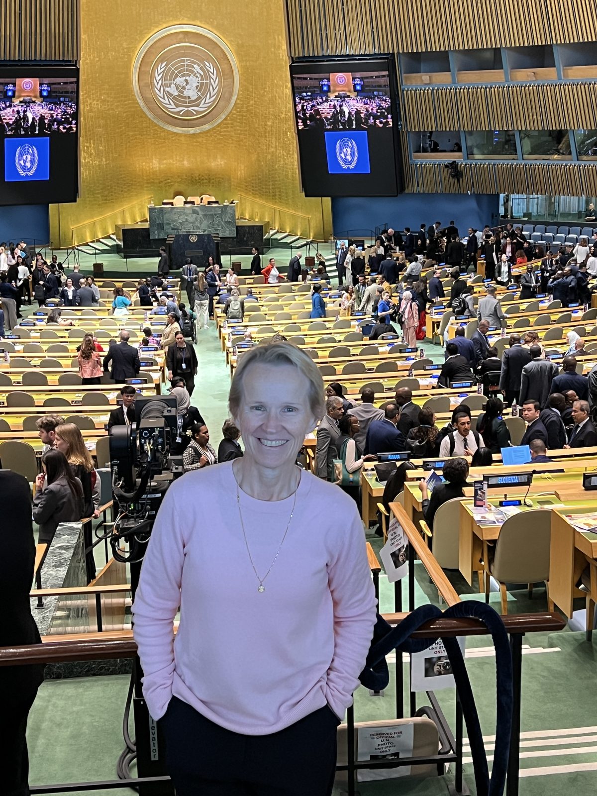 Jody in the United Nations General Assembly hall